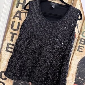 Sequined Ladies Tank Top, Vintage 70s, Sz 1X